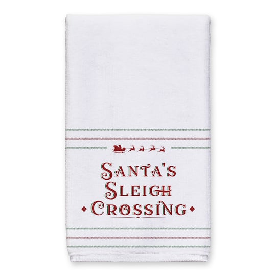 Santas Sleigh Crossing Stripes Tea Towels - Set of 2